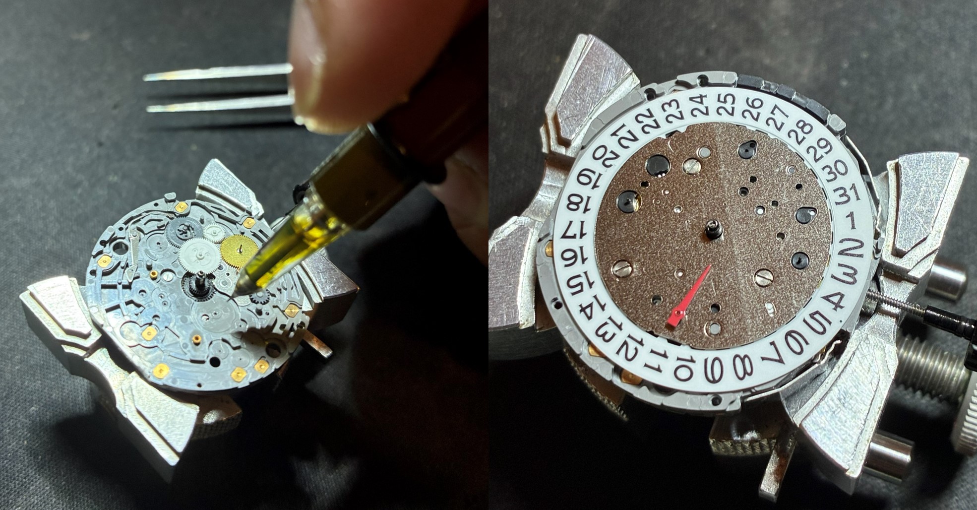 Uurwerk oliën en testen